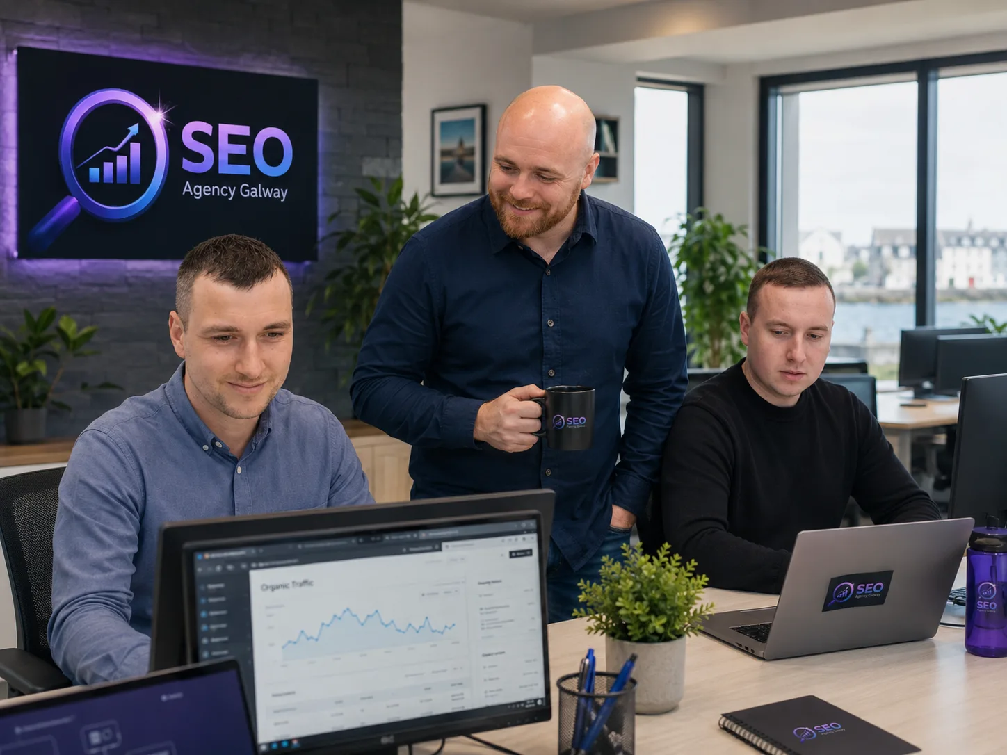 The SEO Agency Galway team, part of Bubblehub Media, in their Galway office