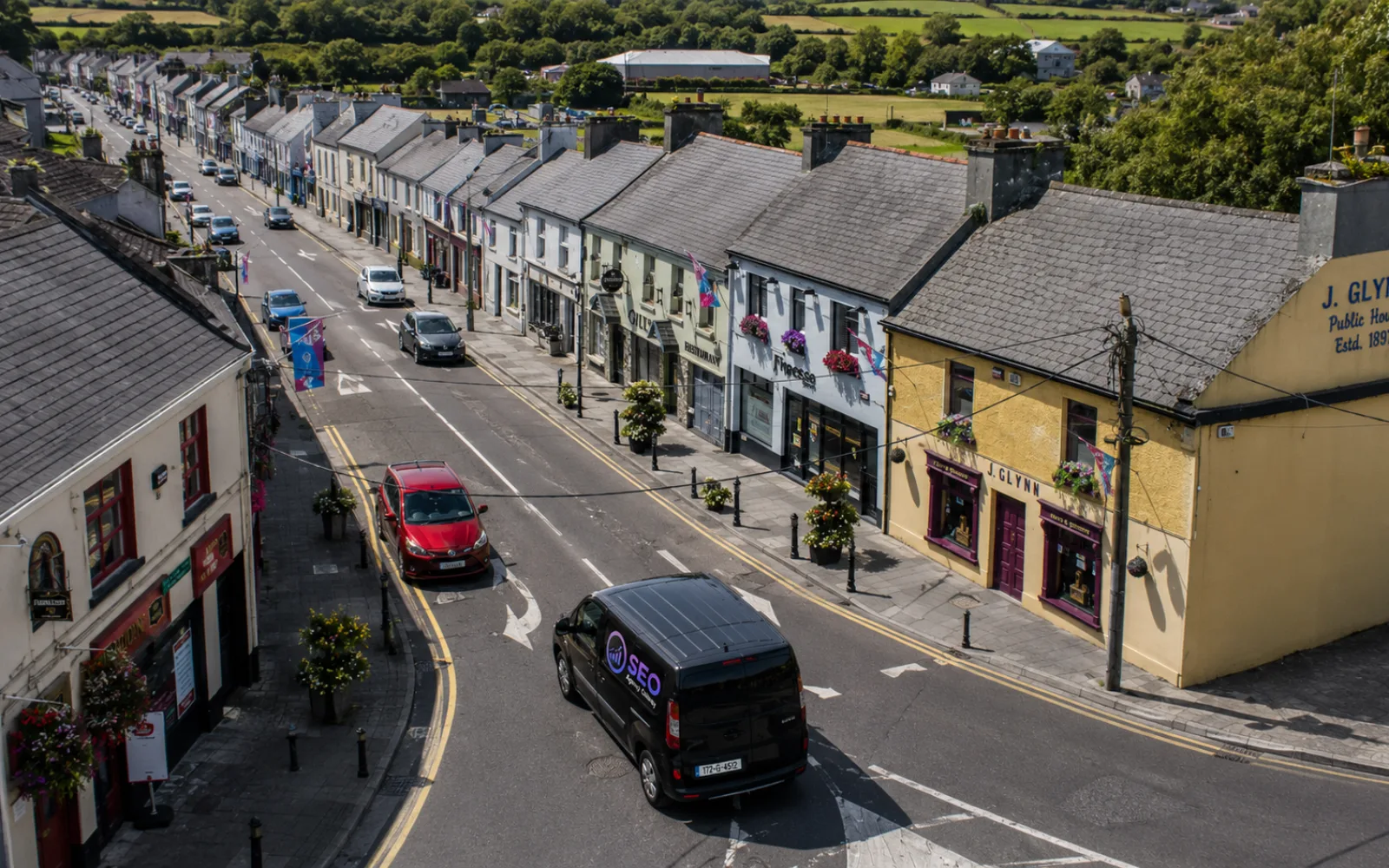 The SEO Agency Galway van on the main street in Athenry, County Galway