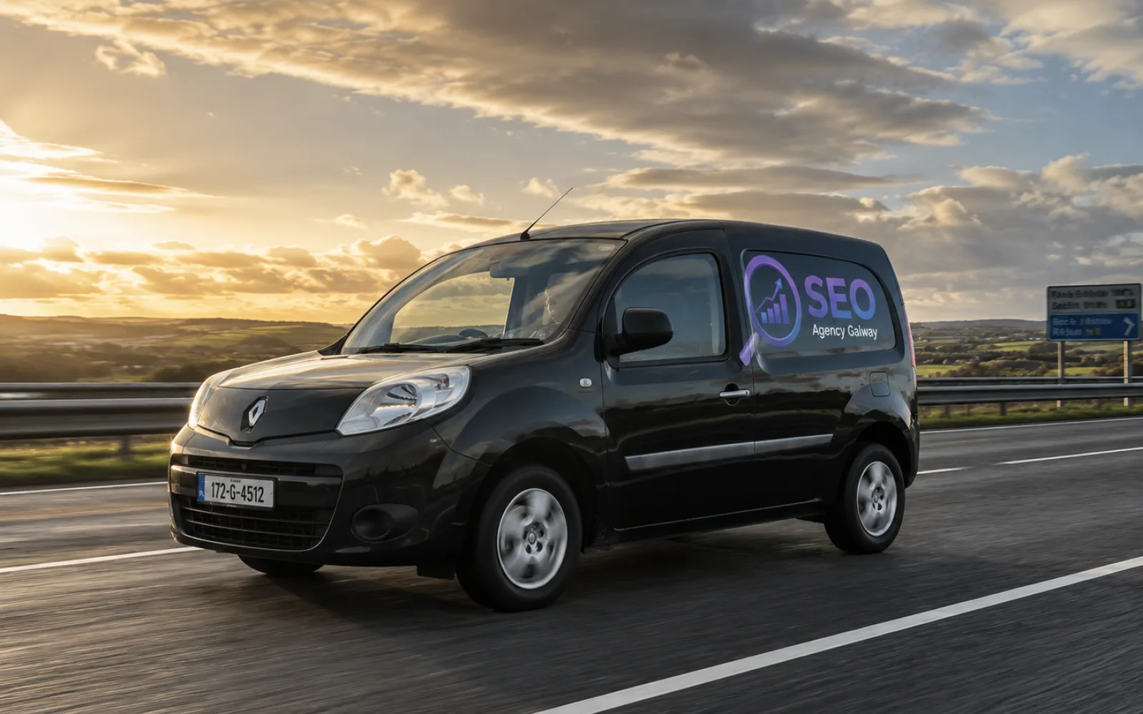 The SEO Agency Galway van on a country road in County Galway