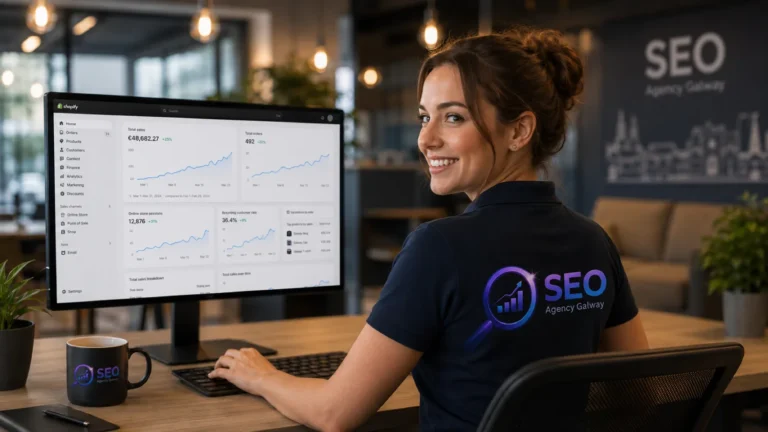 Ecommerce store owner reviewing Shopify sales growth