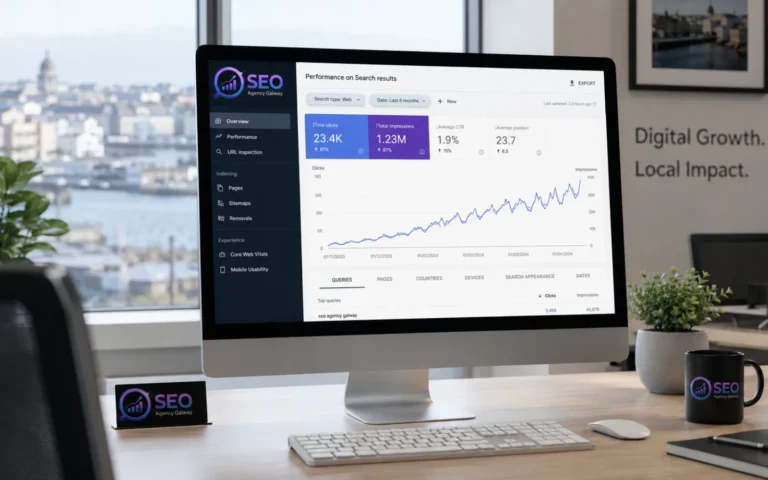 An example SEO performance report on screen at SEO Agency Galway